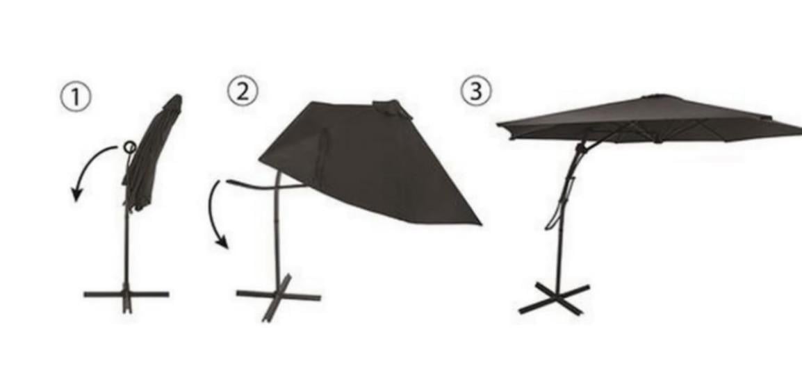 Nieuwe zweefparasol / Rond 3 meter. / Zeer fraai systeem !!