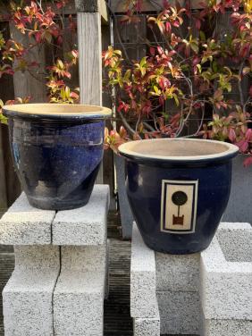 Buitenpotten 2 stuks blauw