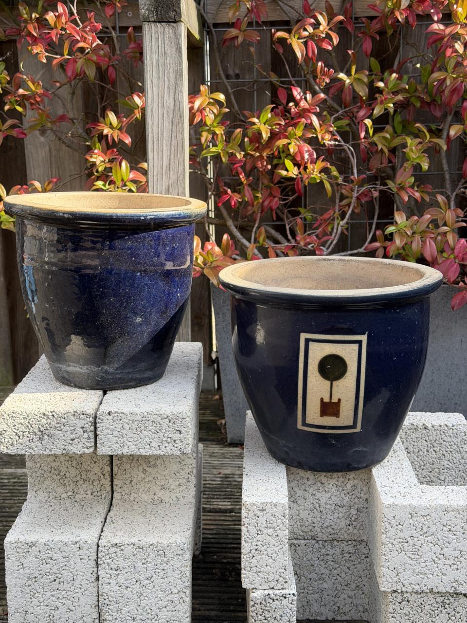 Buitenpotten 2 stuks blauw