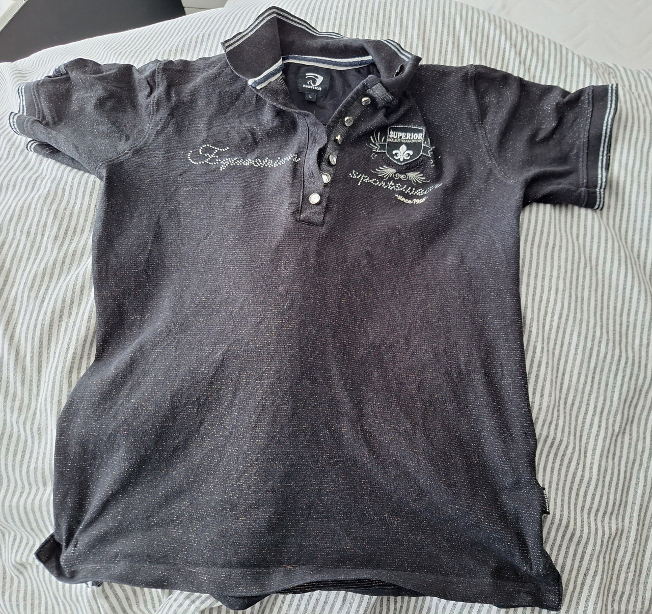 Bling glitter polo shirt L