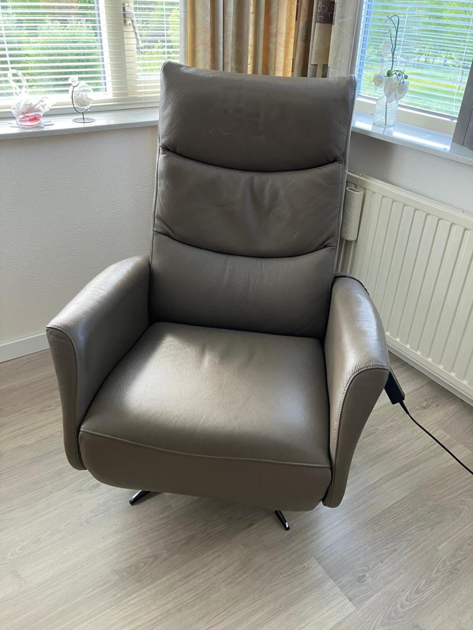 Leren relaxfauteuil taupe