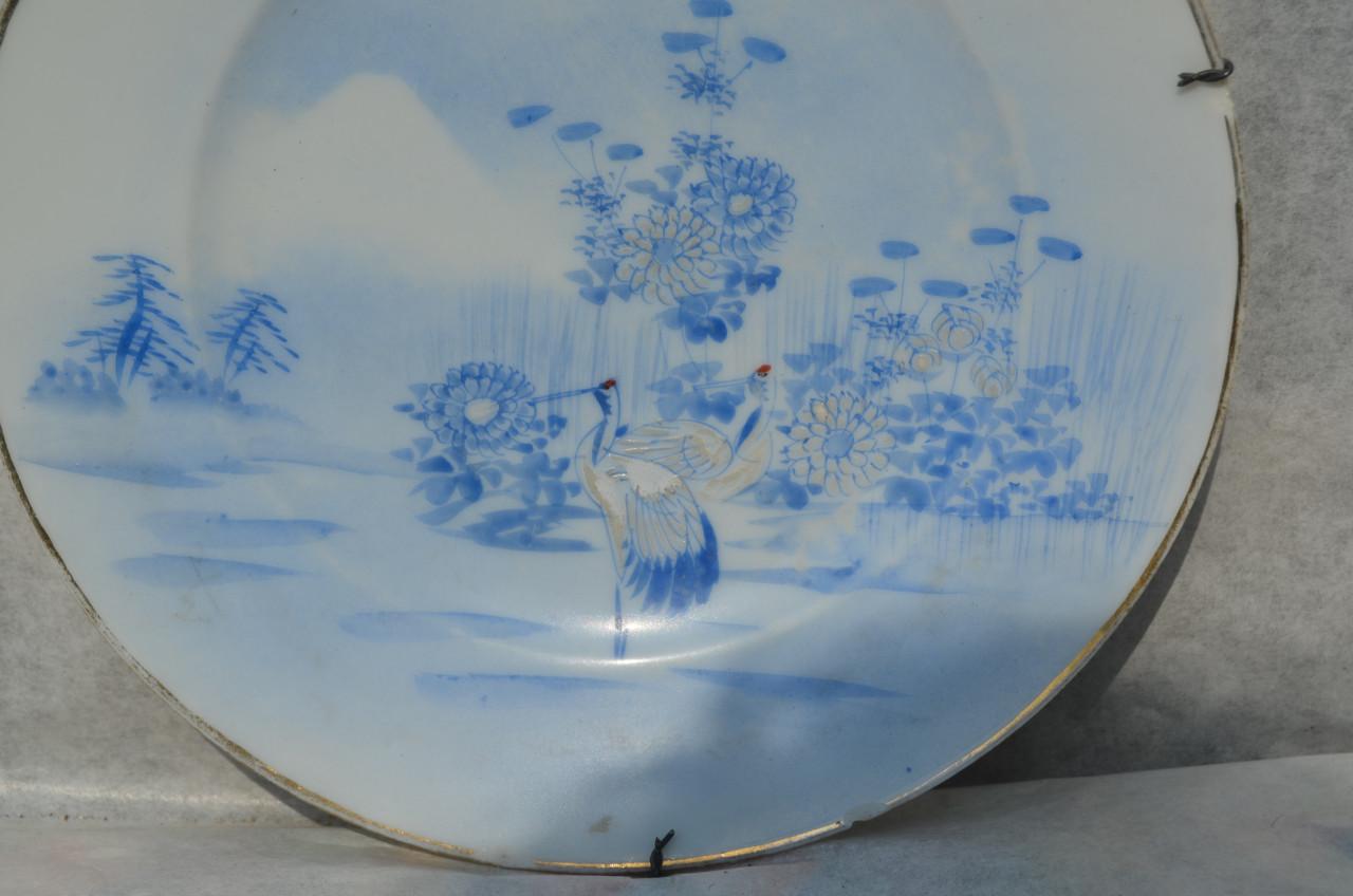 2 Japanse porseleinen bordjes Kraanvogels