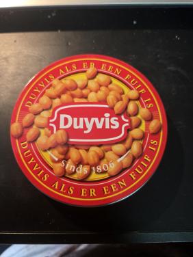 Blikje met 4 onderzetters van het merk Duyvis Ø 9.5cm