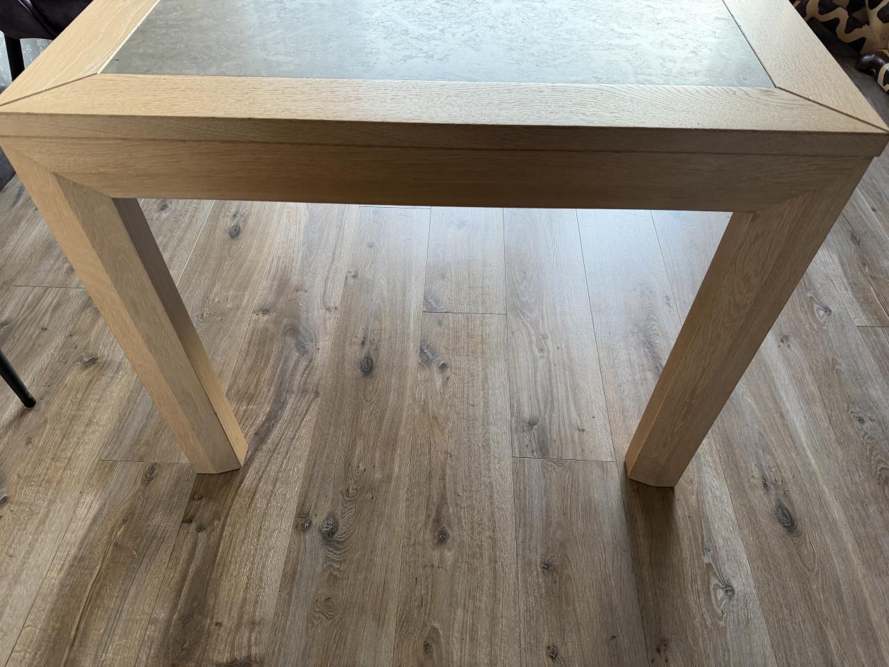 Massief blank/white eiken met grijze natuursteen meubelset