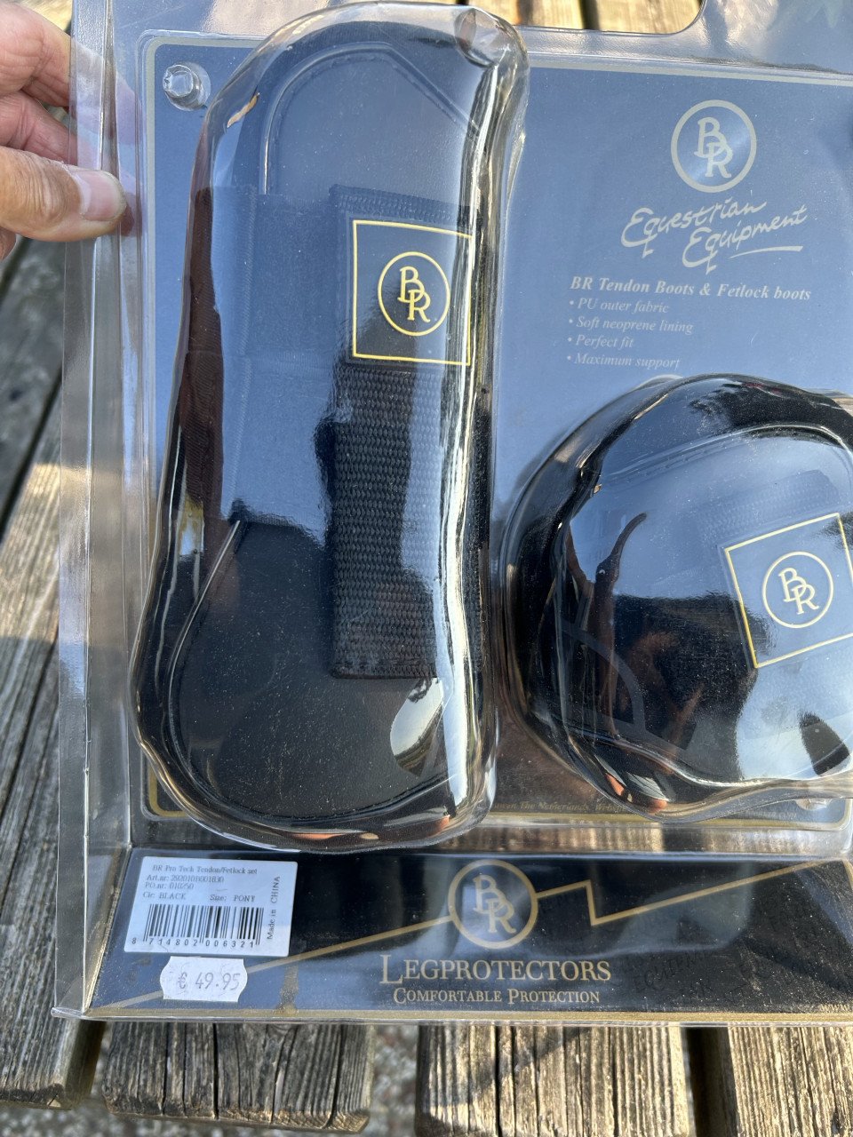 Nieuwe BR peesbeschermersset Pro tech zwart, pony