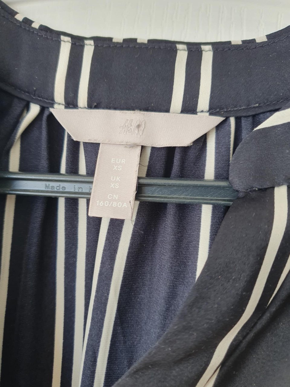 Donkerblauw met wit gestreept jurkje maat xs