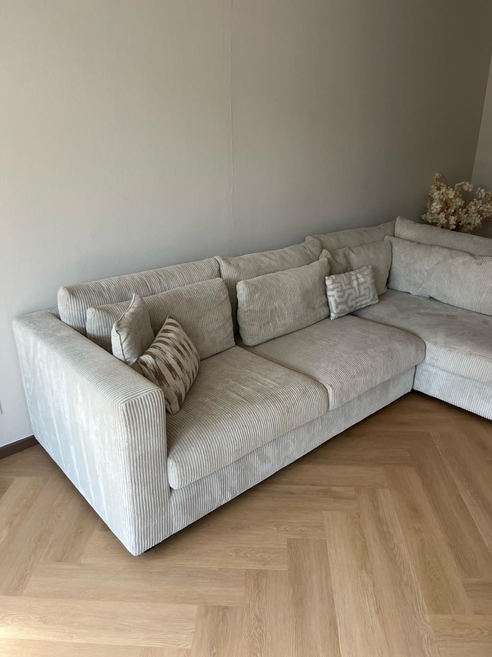 Beige Hoekbank met Ottomaan - 270x227 cm - Huisdiervrij