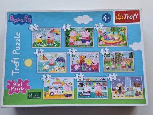 9-in-1 puzzelset van Peppa Pig, geproduceerd door het merk Trefl.