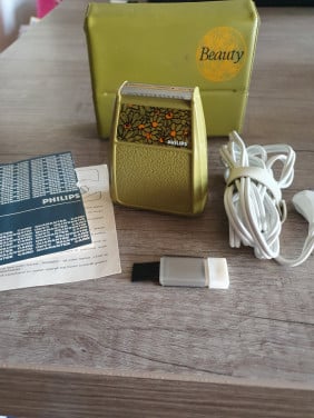 Mooi vintage puntgaaf Philips Beauty Ladyshave groen in reisetui...