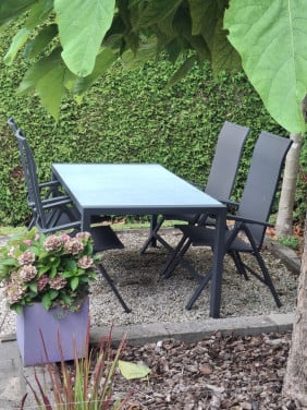Aluminium tuinset met 4 stoelen