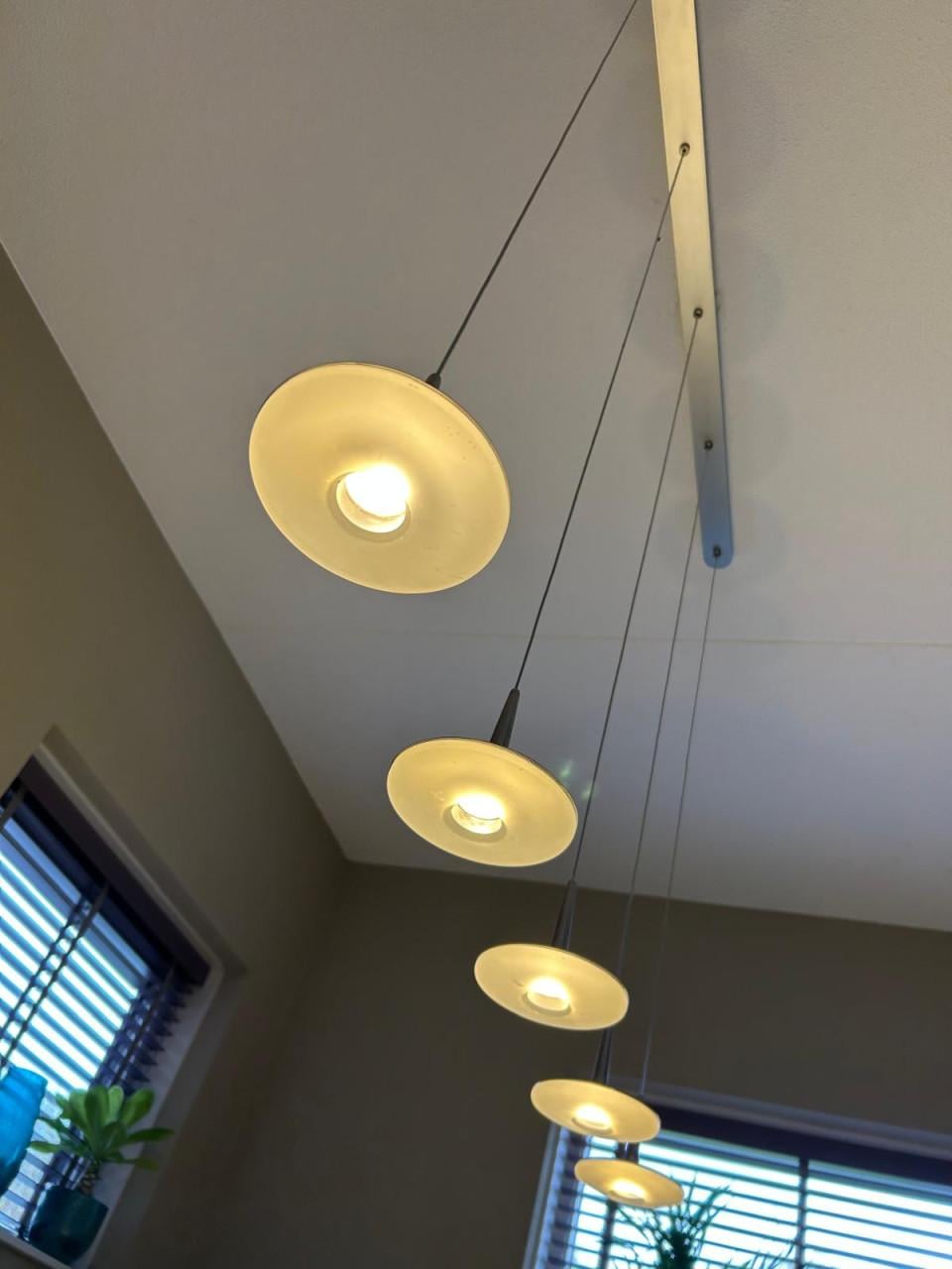 LED hanglamp eettafel rvs en glas