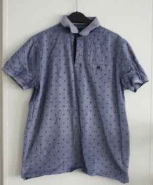 Blauwe polo shirt met patroon maat L