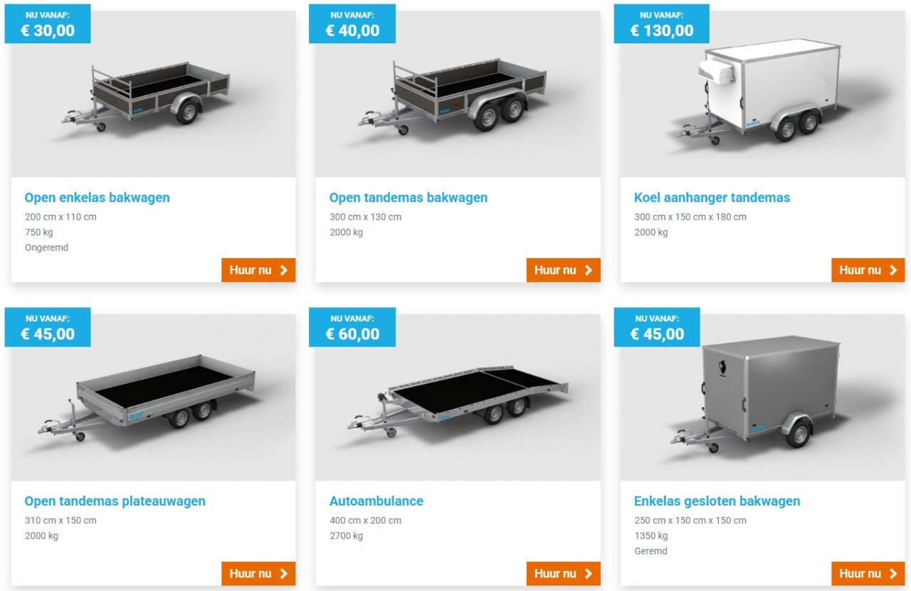 Aanhangwagen huren in Middelburg, Zeeland? Kom naar Zeeland Aanhangwagens!