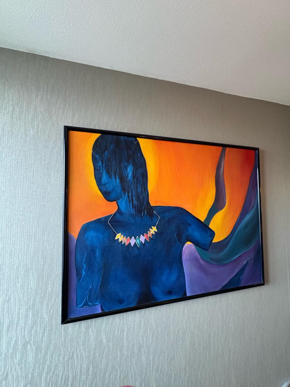 Groot schilderij op doek van vrouwelijk silhouet