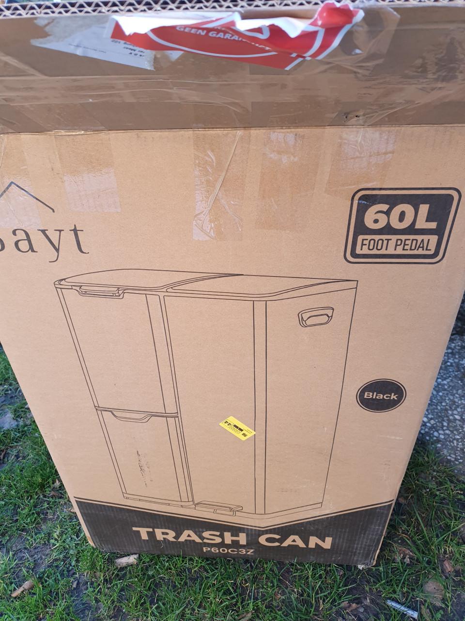Bayt prullenbak 60 L zwart | bijna nieuw, kleine beschadiging