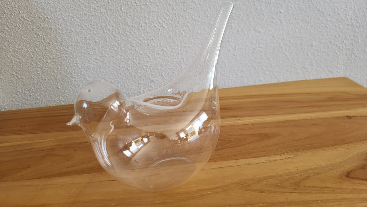 Waxinelichthouder vogel glas