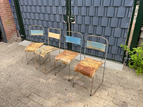 8 Bistrostoeltjes, metaal