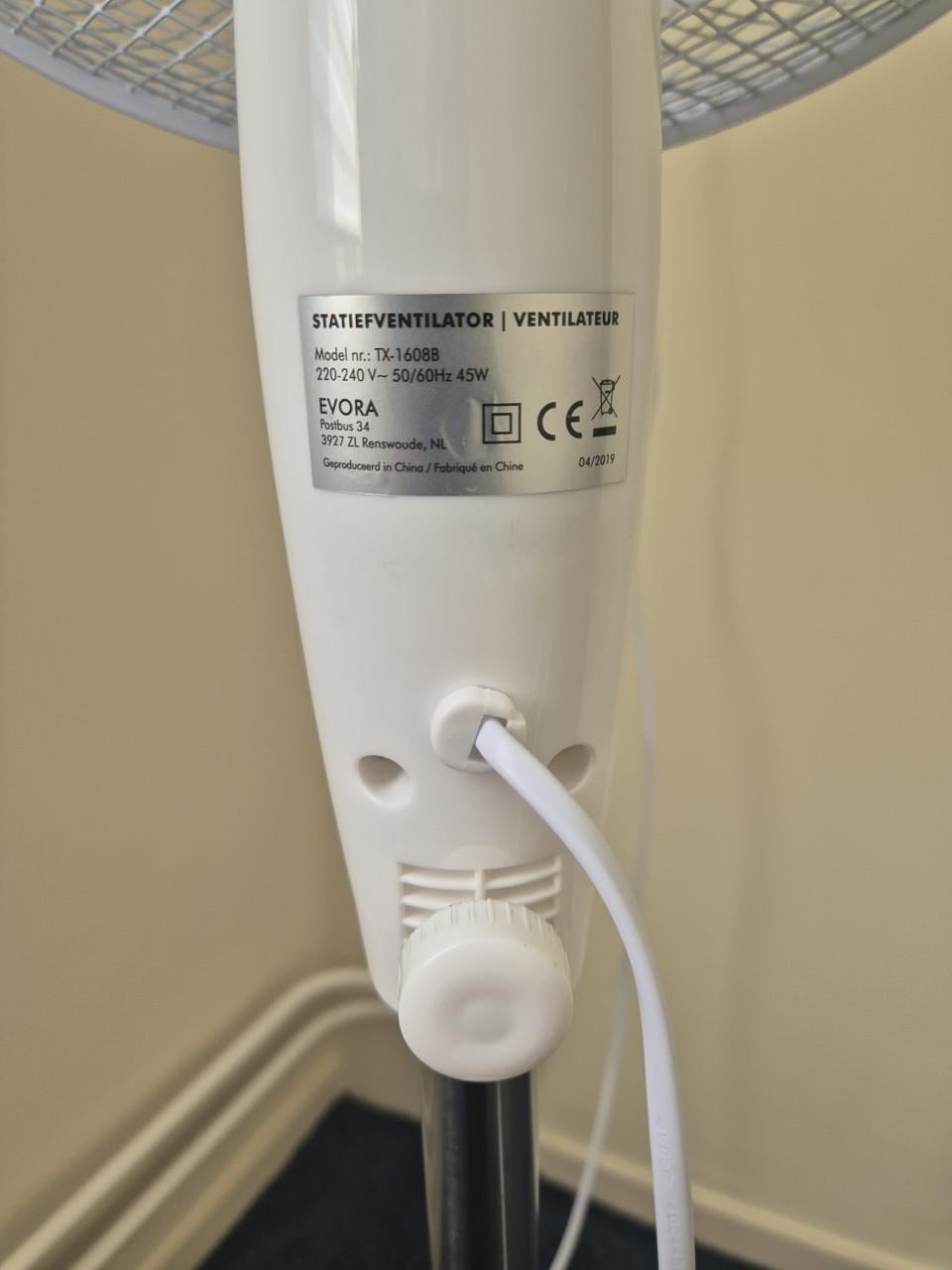-VERKOELING- Stafief ventilator hoog - zwenkbaar - wit