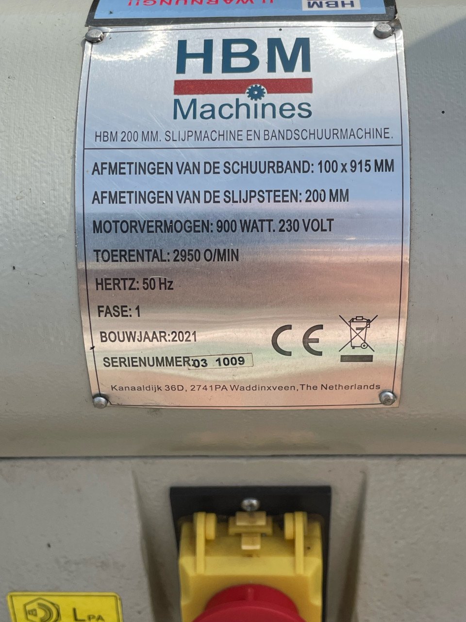 HBM 200 mm Slijpmachine en Bandschuurmachine