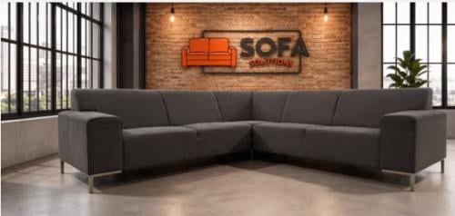 Mooie Grijze Stoffen Hoekbank-Moderne Lounge Zit-Gratis Levering