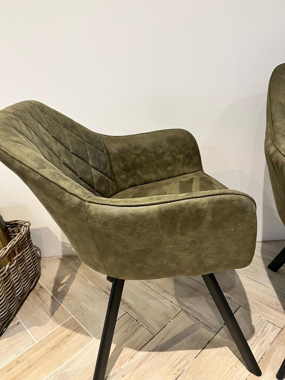 4 x nieuwe olijfgroene velvet design eetkamerstoel