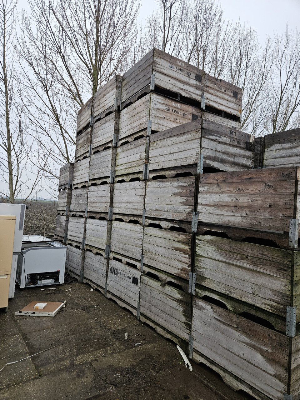 Fruitkisten. Voorraadbakken, Moestuinkratten, Houten kisten