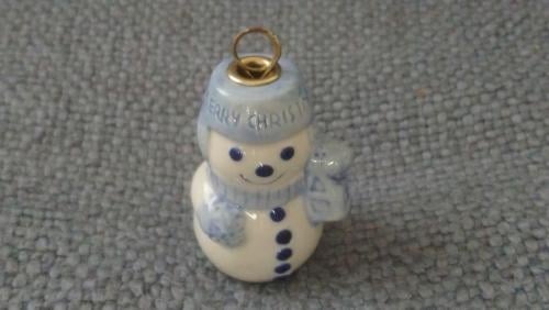 Kerst hanger keramiek sneeuwpop 7 cm