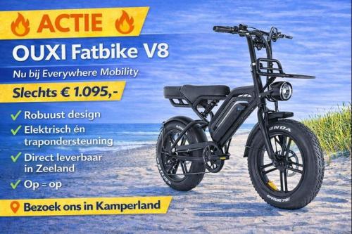 DIRECT LEVERBAAR.de OUXI FATBIKE V8 GLOSSY BLACK EN NFC KAART NU 1095,=
