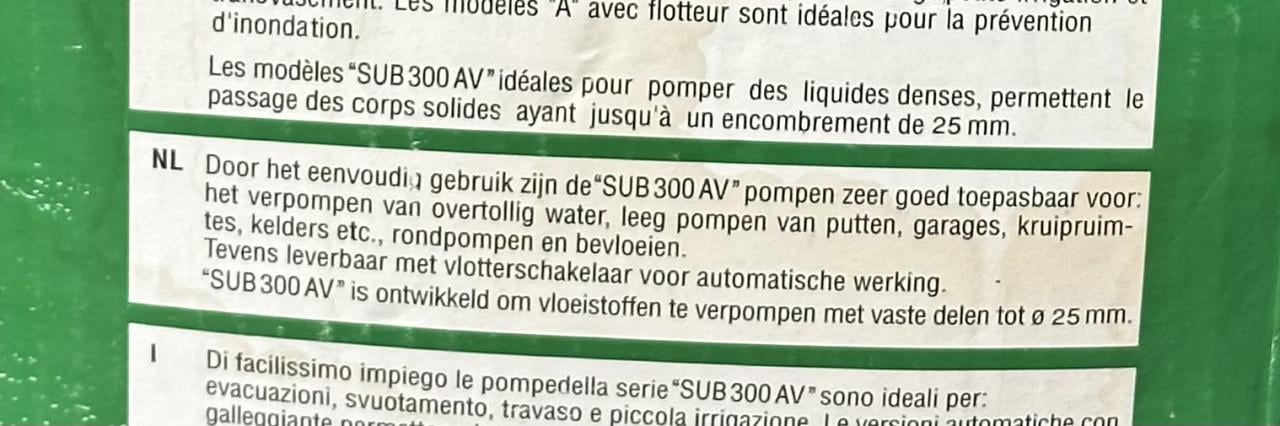 Dompelpomp Easy Pump Sub 300