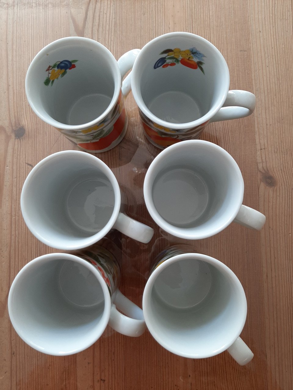 6 PORSELEINEN MOKKEN - FRUIT MOTIEF