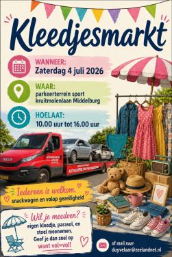Kleedjesmarkt 10:00-16:00 Sportpark Kruitmolen Middelburg