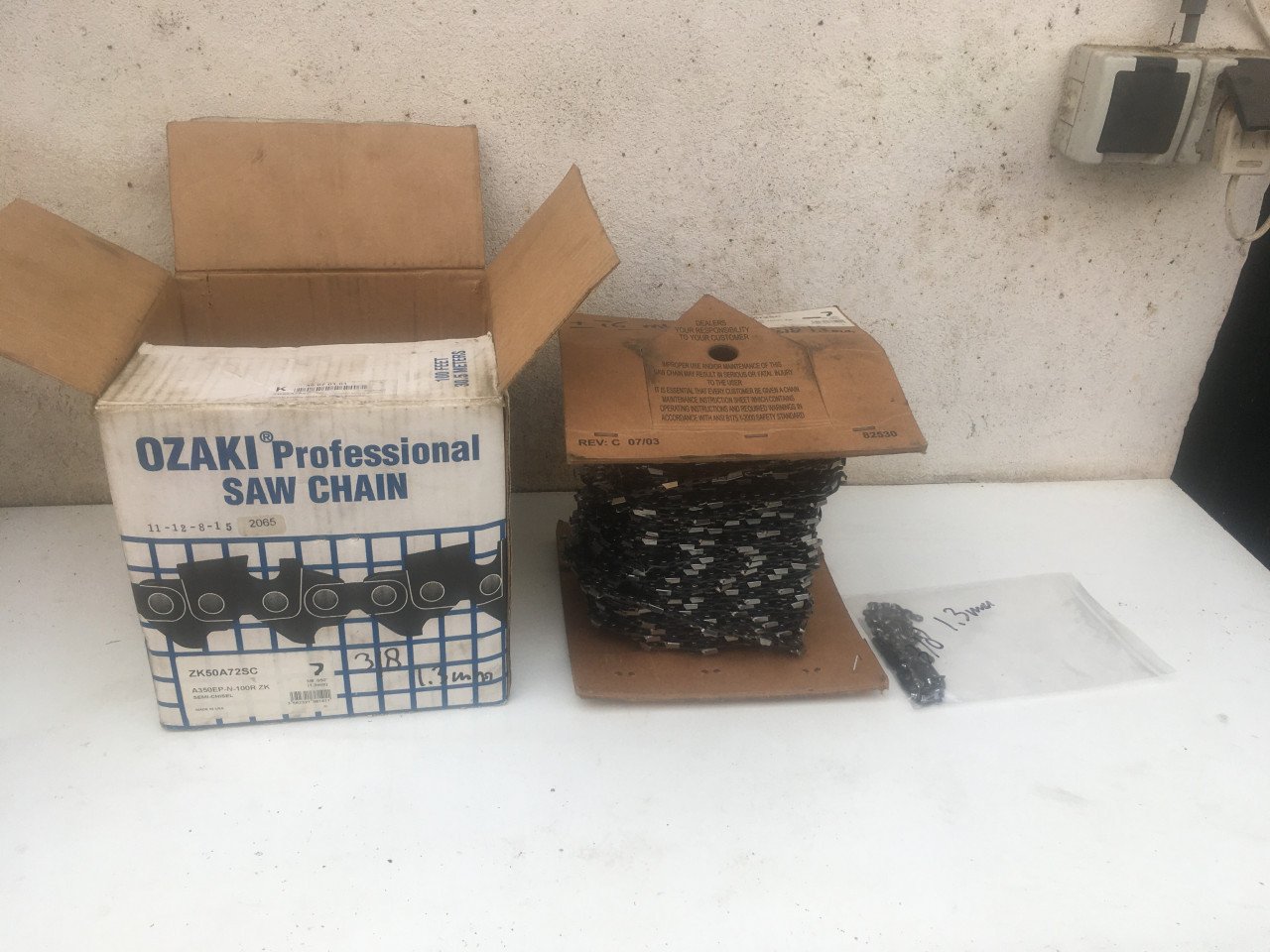 Zaagketting voor wat oudere zagen steek 3/8 dikte 1,3mm