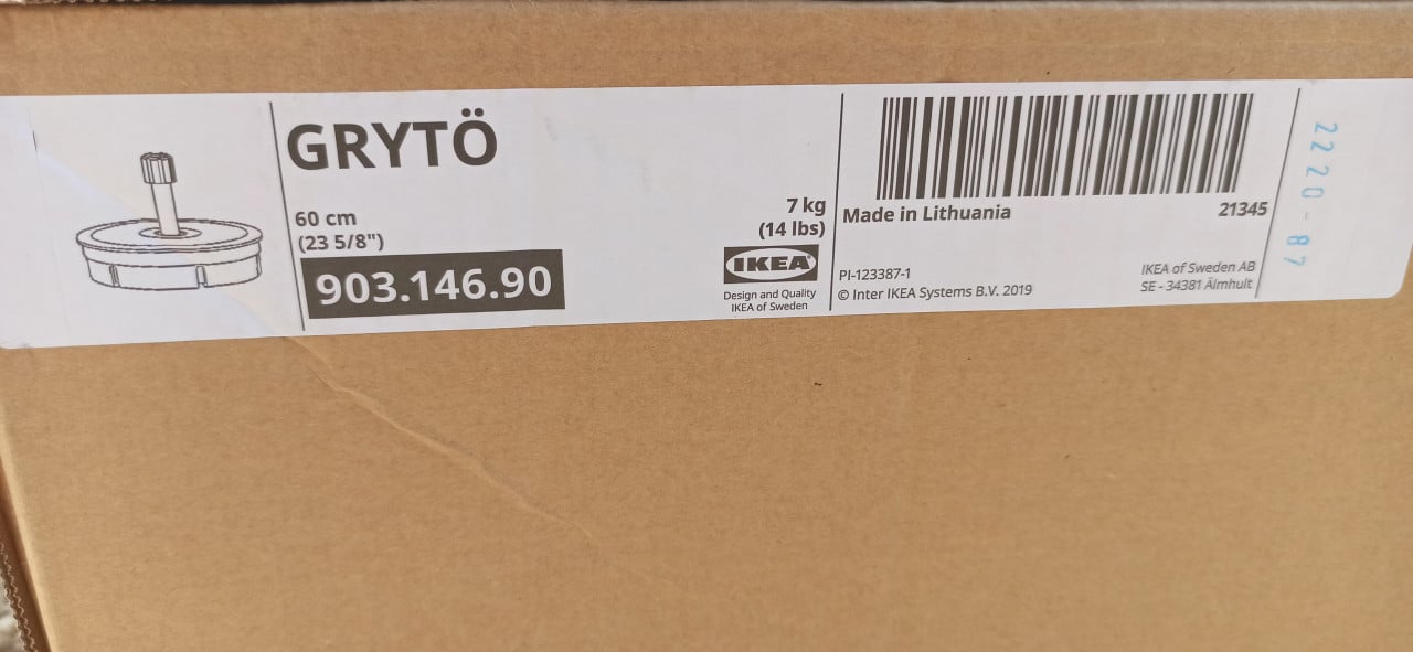 Ikea Gryto vulbare parasolvoet 60cm - 35 kg (zand) - Nieuw