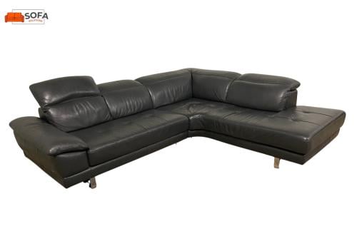 Natuzzi Antraciet Leren Hoekbank – Premium Comfort – Gratis Levering NL