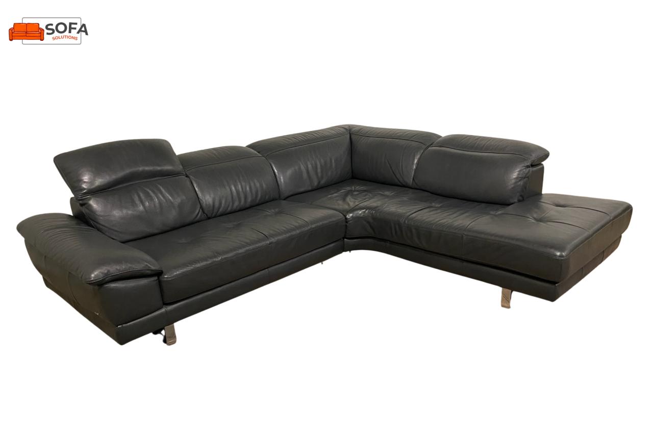 Natuzzi Antraciet Leren Hoekbank – Premium Comfort – Gratis Levering NL
