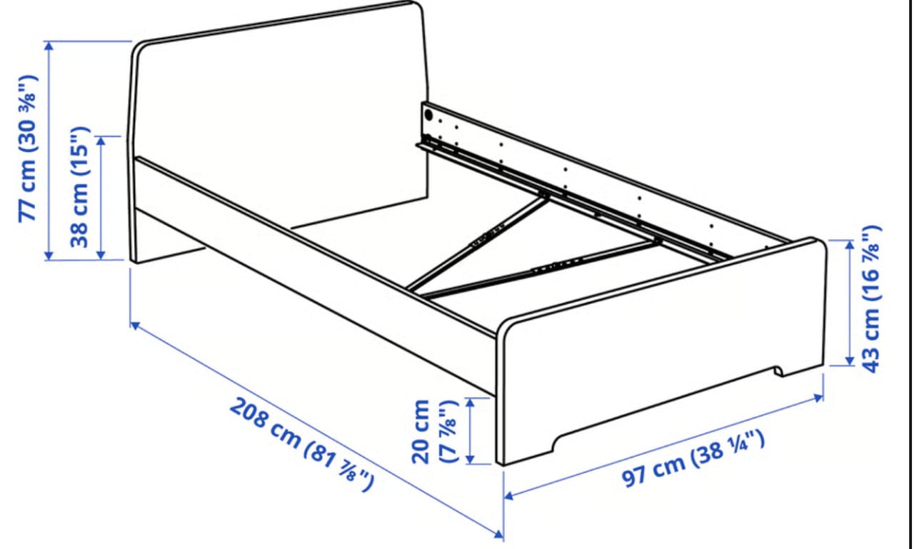 1-pers (90x200) bed - bedframe + lattenbodem + matras