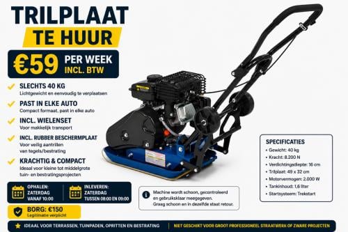 Trilplaat te huur – €59 per week (incl. btw)