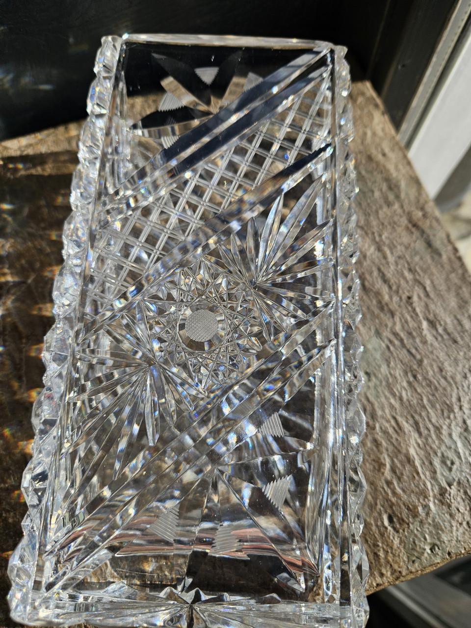 Prachtige kristallen bohemia crystal vaas met diamant motief
