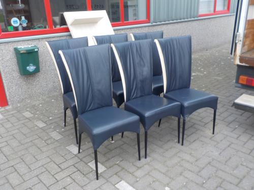 6 mooie kwaliteit leren stoelen in goede staat setprijs 90 euro