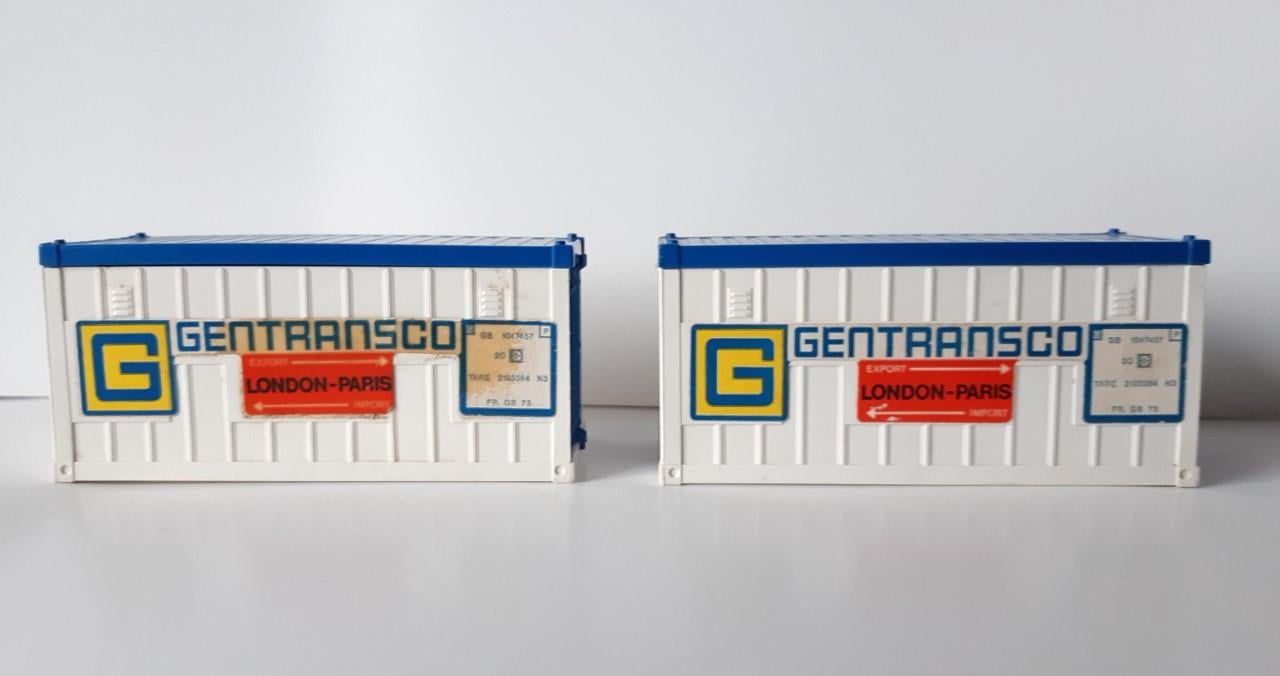 Matchbox Gentransco containers,  2 stuks model K-17.