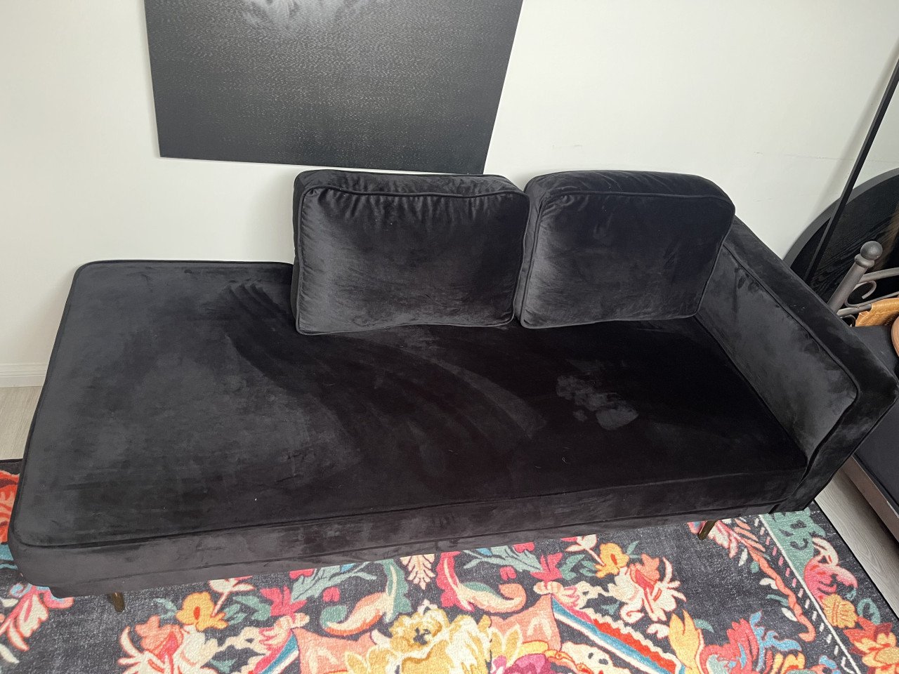 Chaise longue zwart fluweel