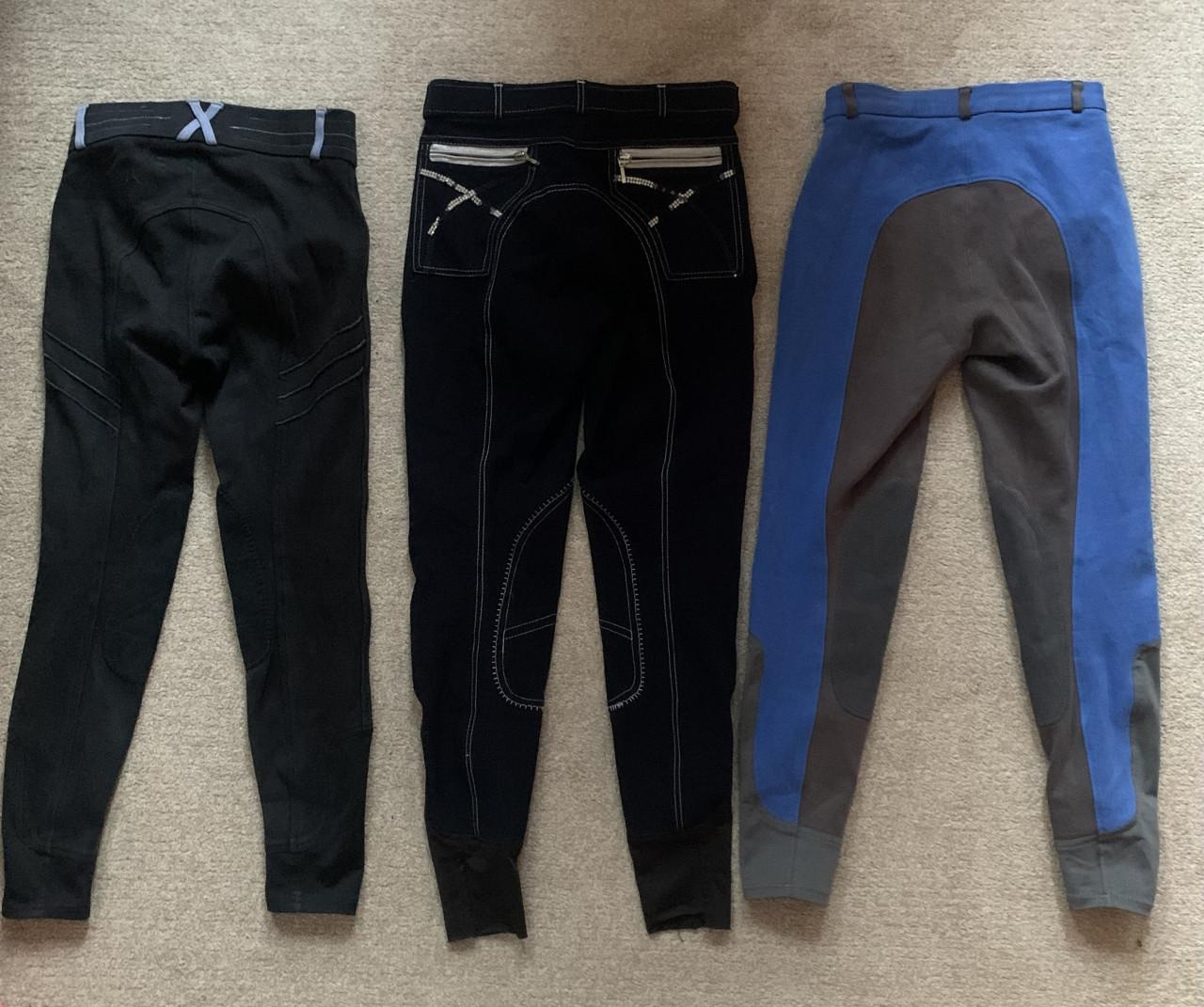 Paardrijbroeken voor kinderen in maat 176 en 34 donkerblauw en lichtblauw