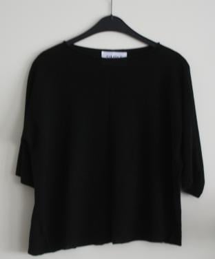 Zwart gebreide top shirt korte mouwen  maat s
