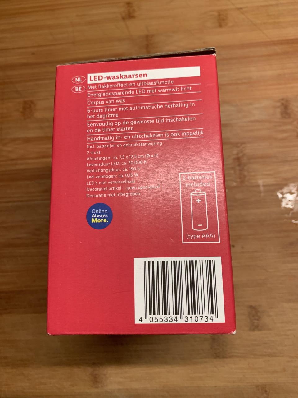 Set van twee Livarno Home LED kaarsen, gemaakt van echt wax