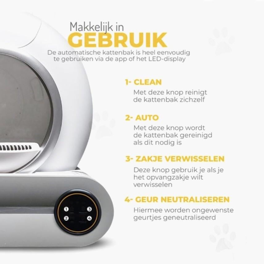 Automatische kattenbak - bedienbaar met app