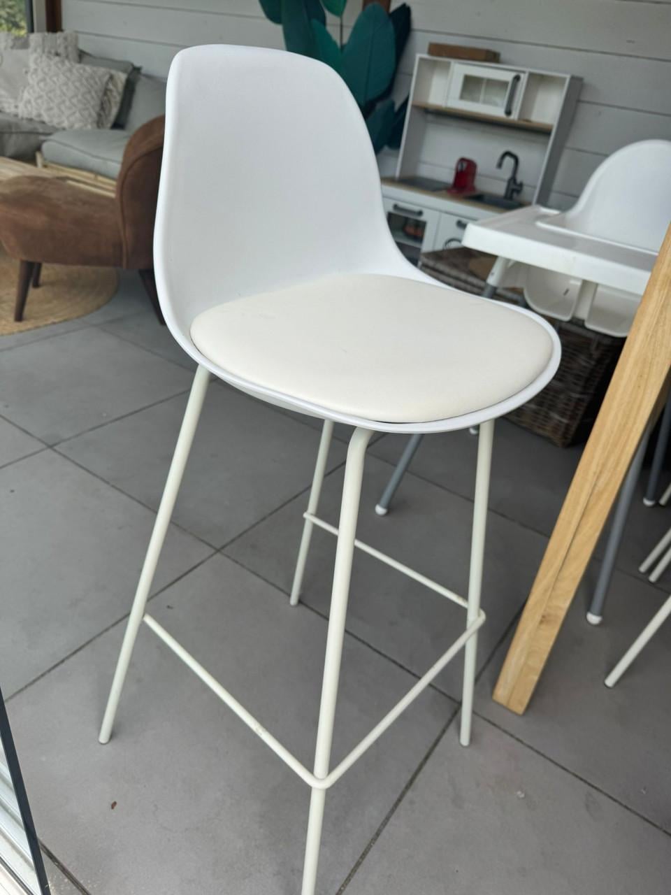 Barkruk, wit/metaal 4 stuks