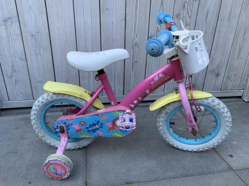 Roze kinderfiets met Peppa Pig 12inch met zijwieltjes