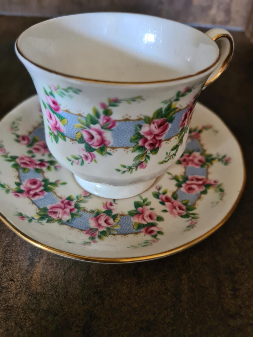 3 stuks vintage Queen Anne theekopjes. Vervaardigd door Ridgway Potteries