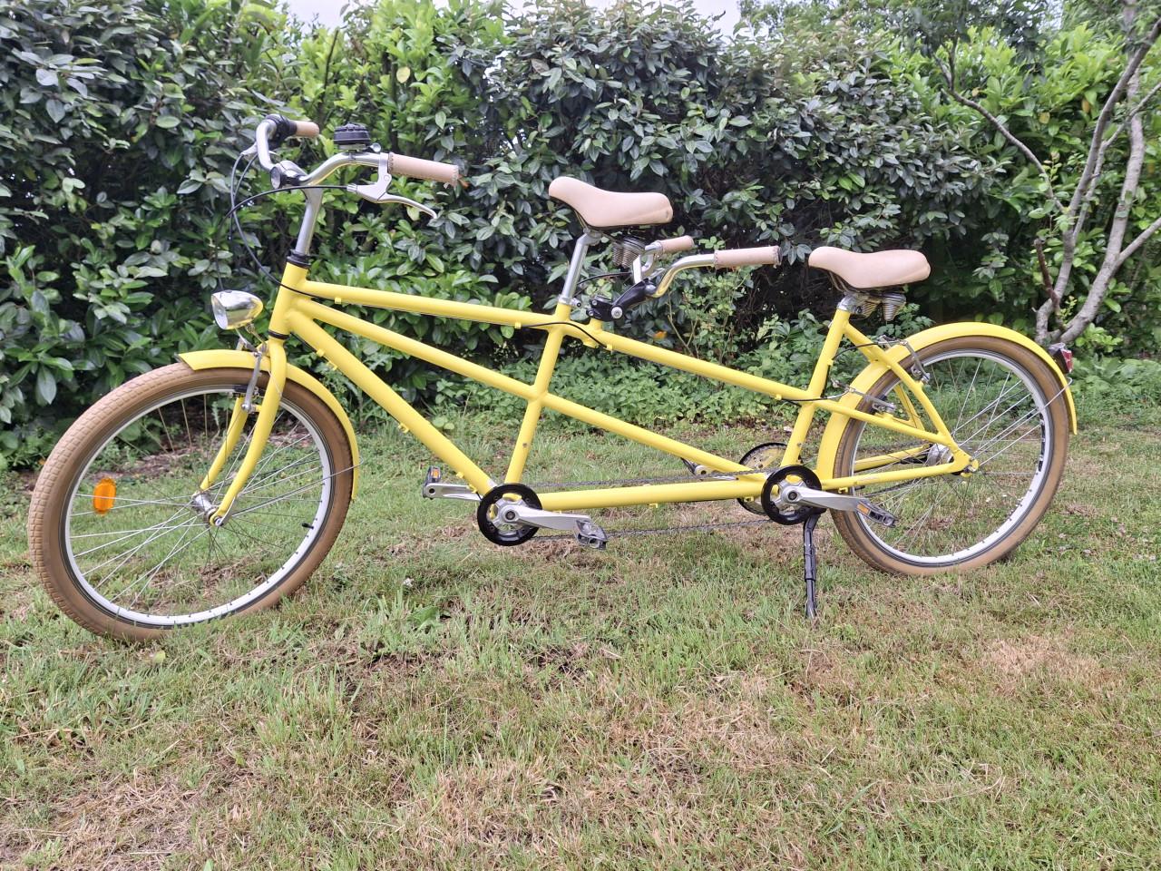 ZONNIG GELE TOFFE TANDEM FIETS