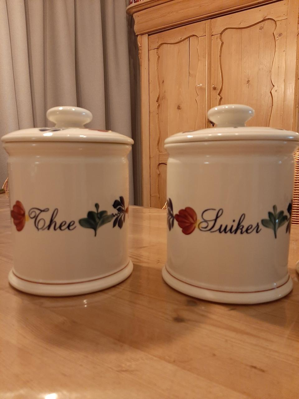 BOERENBONT BOCH - 3  BEWAAR POTTEN - KOFFIE , THEE , SUIKER